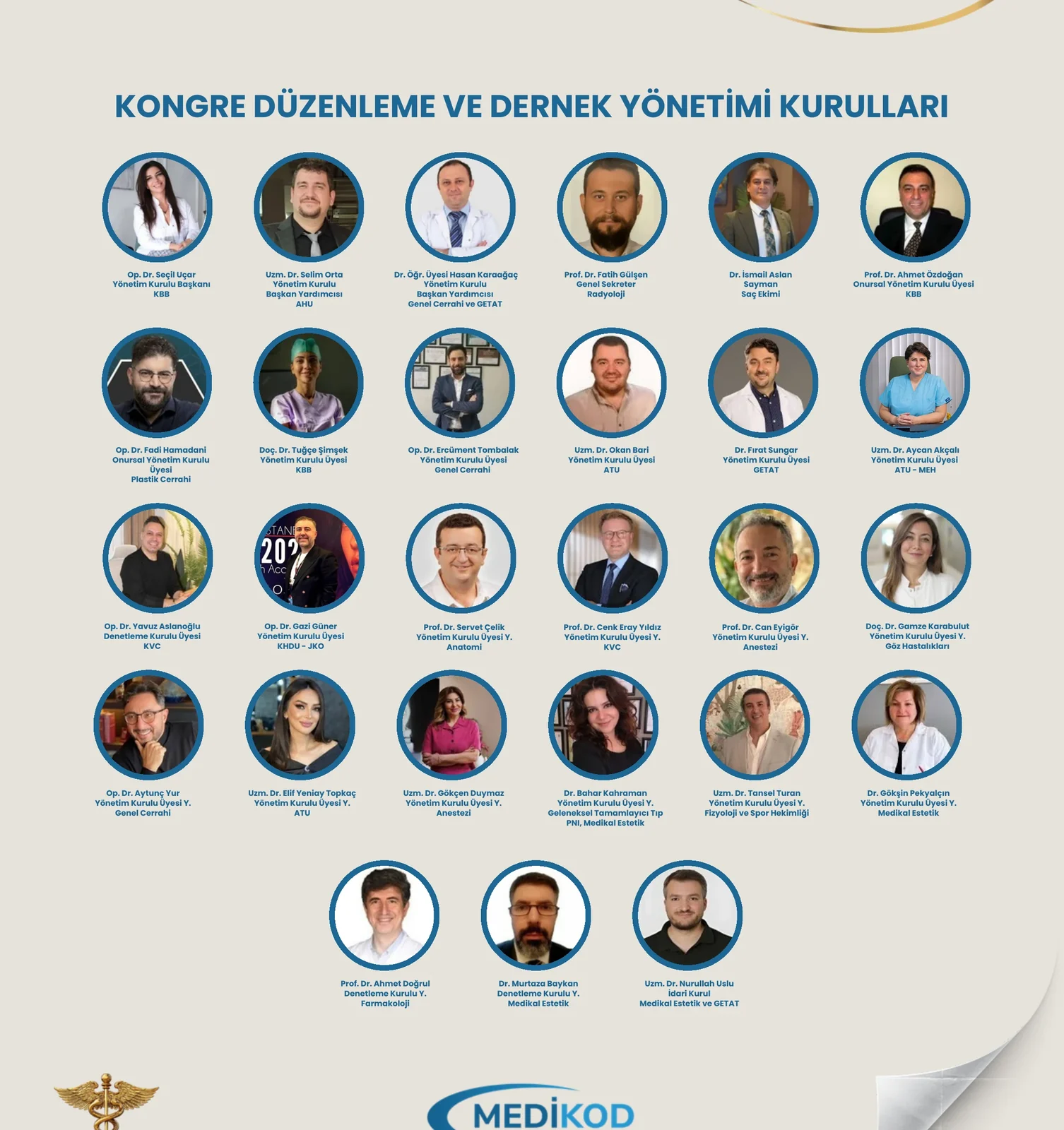 Kongre düzenleme ve dernek yönetimi kurulları üyeleri